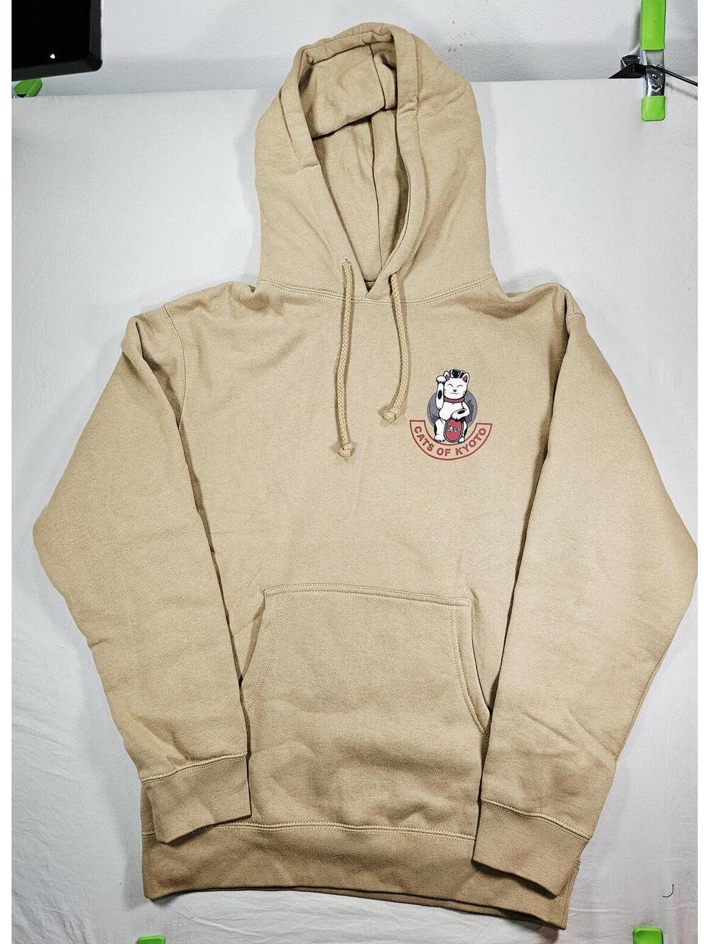 Cats of Kyoto Tan Hoodie with Maneki-neko Design